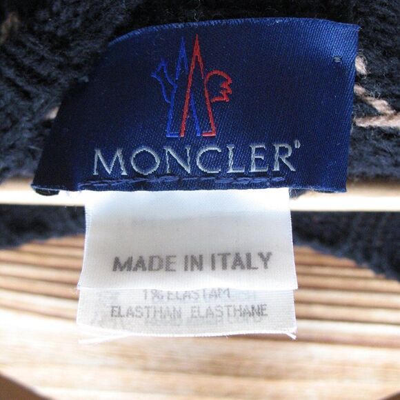 Moncler Black Tan Wool Blend Crew Neck Sweater - Picture 7 of 8